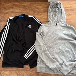 adidas Black Track Jacket with White Stripes